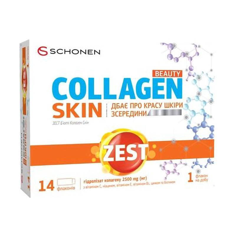 Уцінка! Колаген для шкіри Schonen Zest Beauty Collagen Skin, в рідині, 14 флаконів